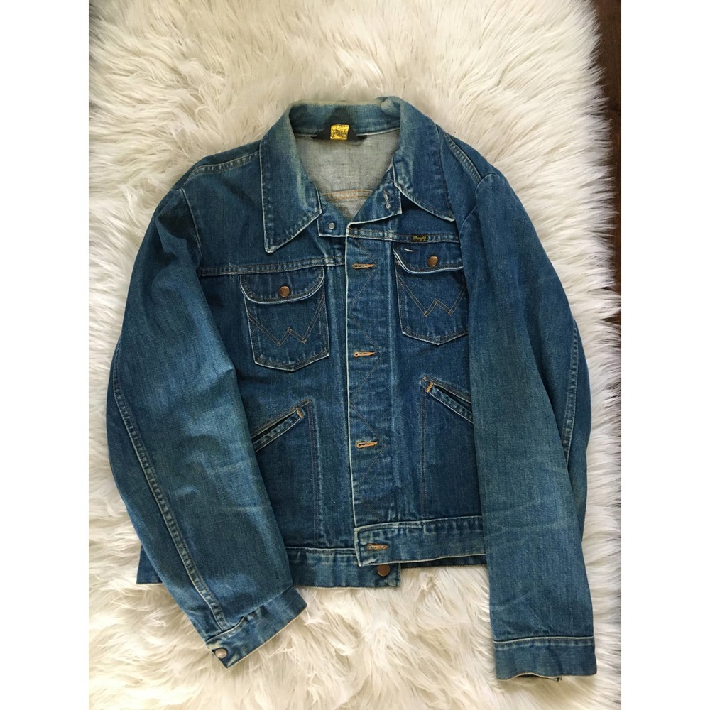 Vintage 1970s Wrangler Jean Denim Jacket With Cus… - image 1